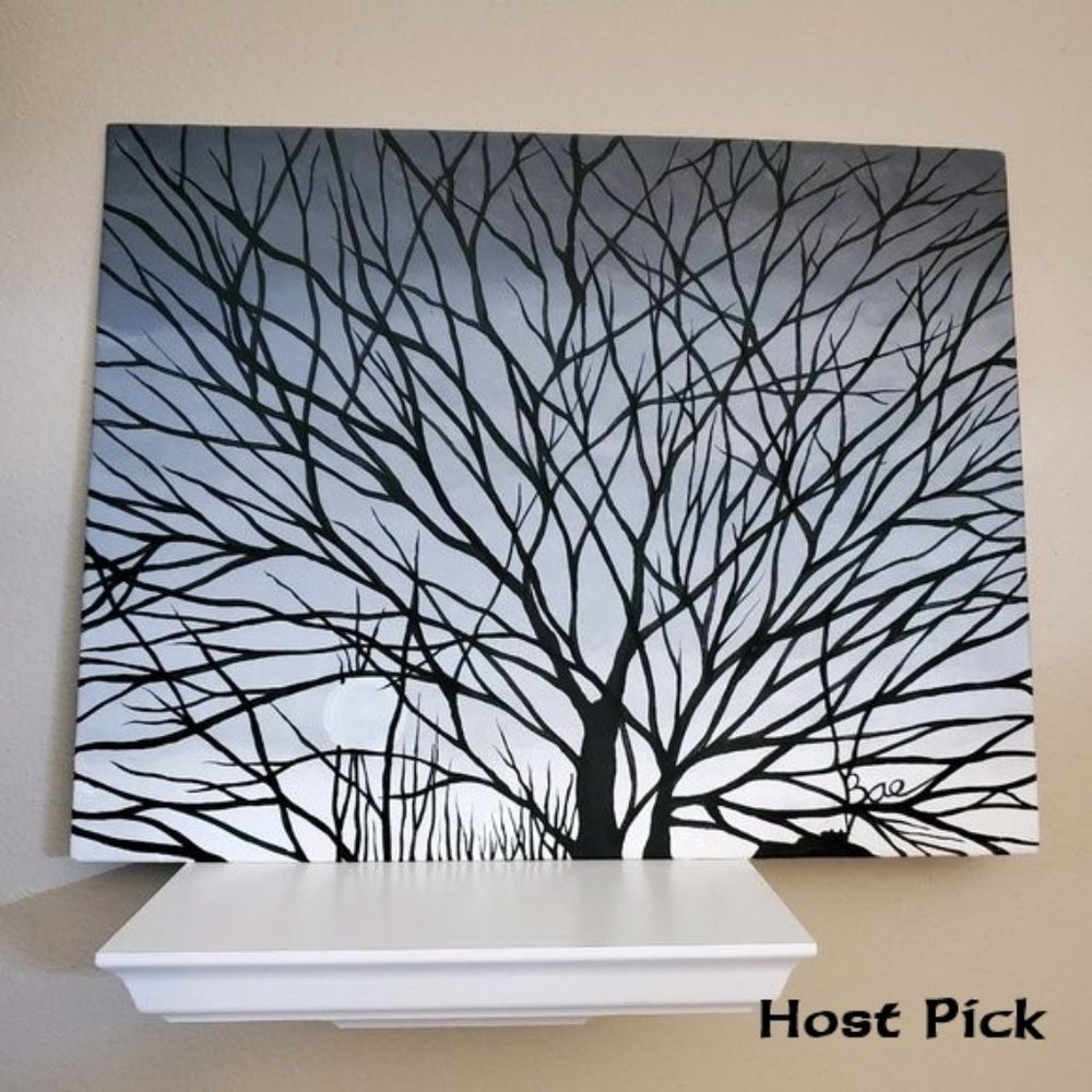 Black & Grayscale Tree Acrylic Painting